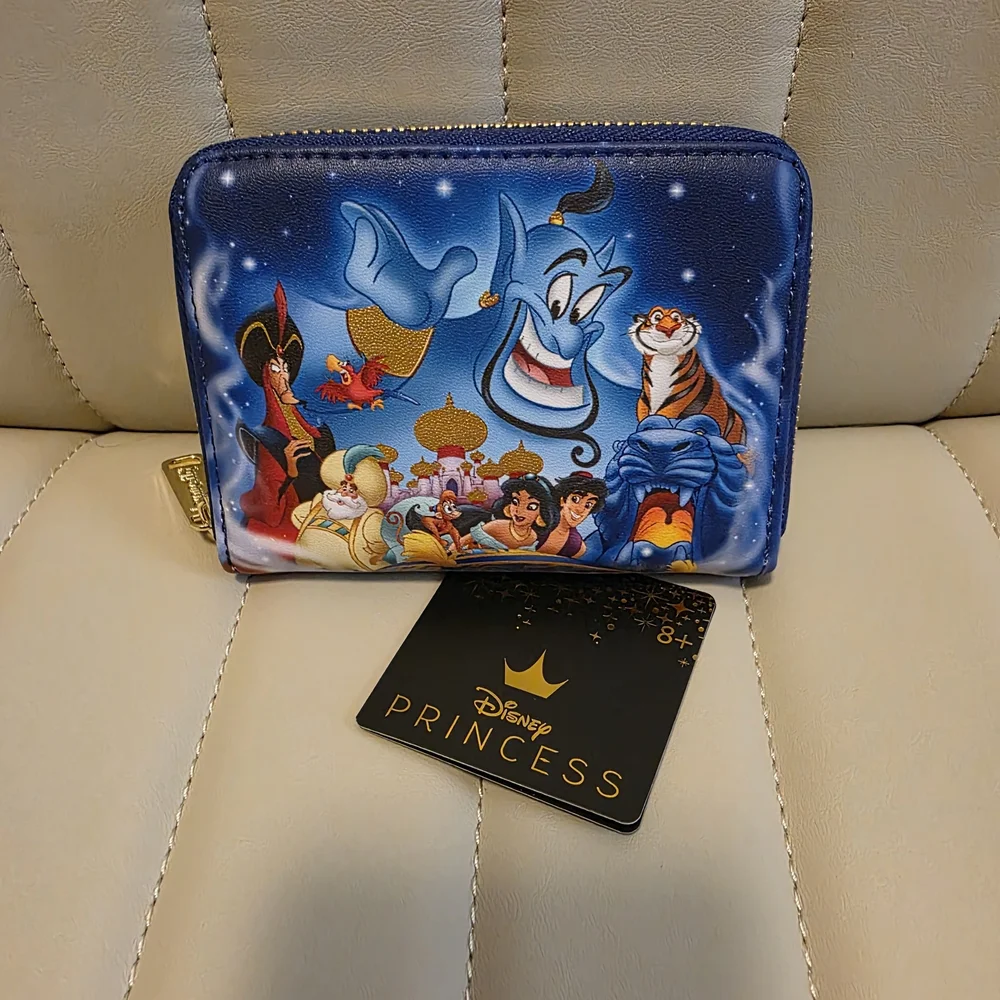 Loungefly Disney Aladdin 30th Anniversary Character Zip Around Wallet Blue - Picture 2 of 3